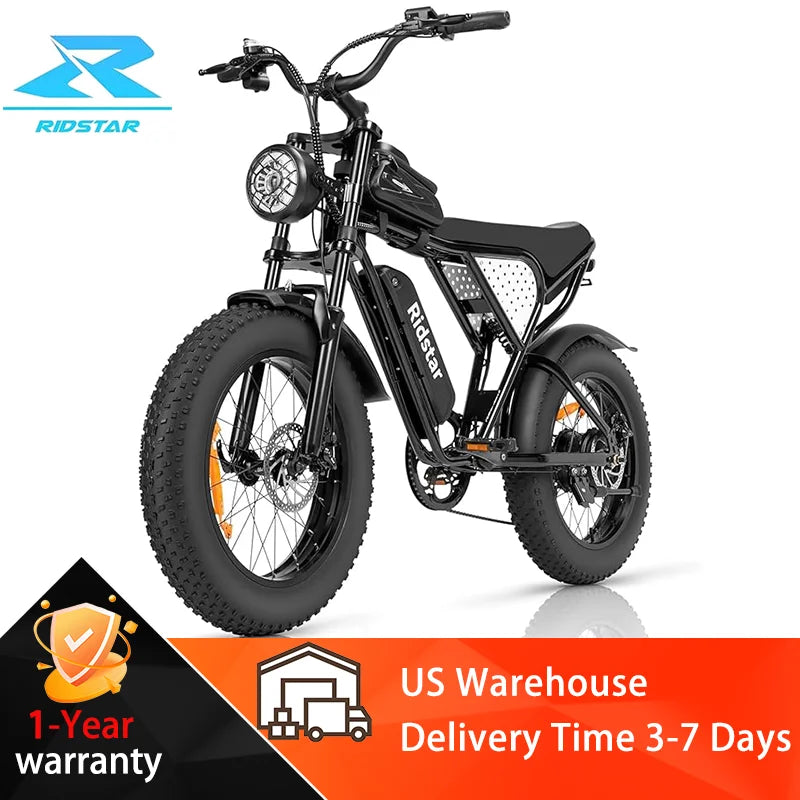 Ridstar Q20 Lite Electric Bike 1200W 48V 15Ah 20" Fat Tire Mountain & Urban E-Bike